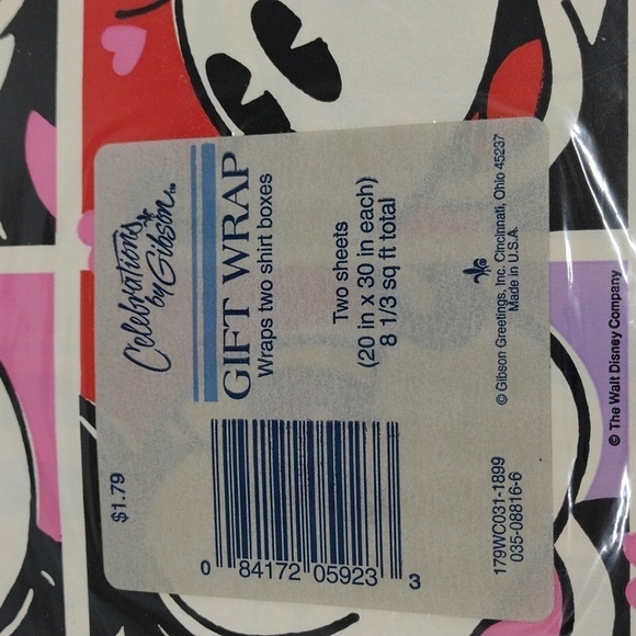 Vintage Gibson Mickey and Minnie Mouse Wrapping Paper 3 Packs - Picture 2 of 6